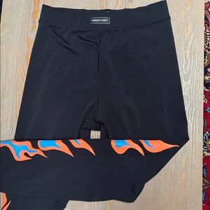 Savage X Fenty Black Leggings with Vibrant Flame Design